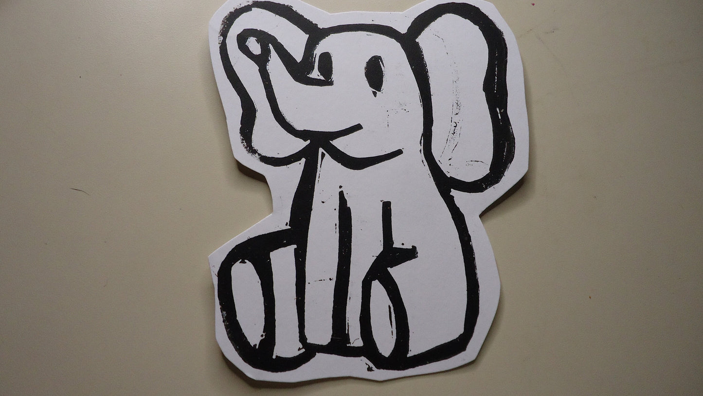 Elephant Linocut Sticker